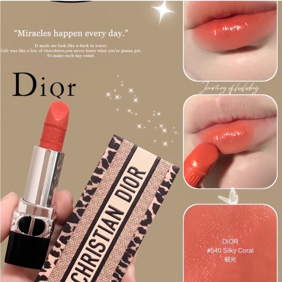 Dior Rouge RARE lipstick 540 Silky Coral / Satin finish. 💄💋